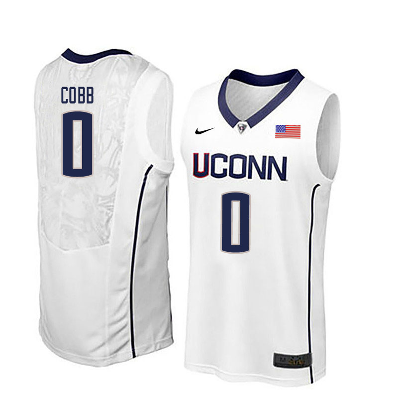 Men #0 Eric Cobb Uconn Huskies College Basketball Jerseys Sale-White - Click Image to Close